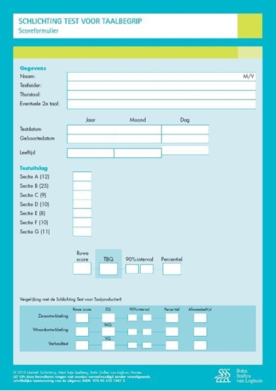 Afbeelding van Schlichting Test voor Taalbegrip - Scoreformulieren