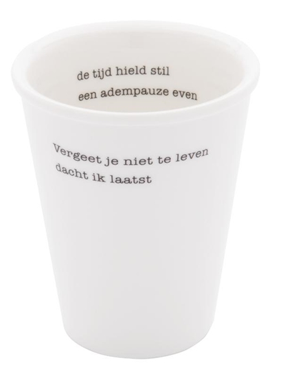 Afbeelding van Poëten aan tafel - het servies Porseleinen beker 'Vergeet je niet' set van 2