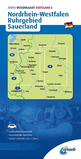 Afbeelding van ANWB Wegenkaart ANWB*Wegenkaart Duitsland 6. Nordrhein-Westfalen/Ruhrgebied/Sauerland