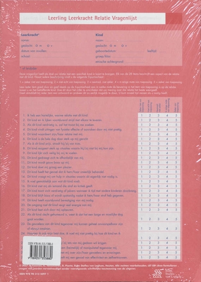 Afbeelding van Leerling Leerkracht Relatie Vragenlijst (LLRV) - scoreformulieren