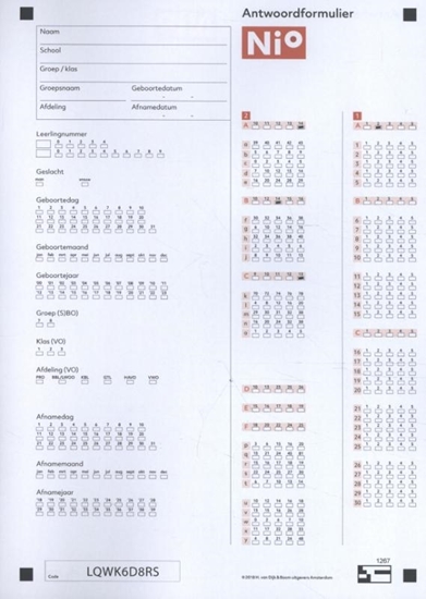 Afbeelding van NIO 2: Antwoordformulieren (25 ex.)