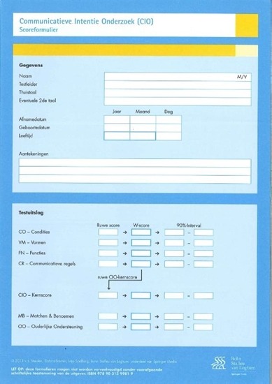 Afbeelding van Communicatieve Intentie Onderzoek (CIO) - scoreformulieren
