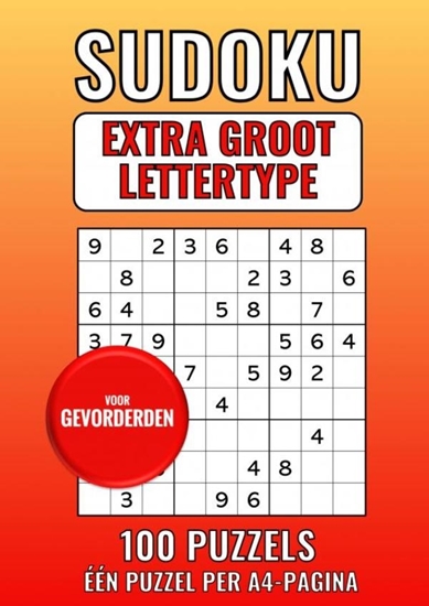 Afbeelding van Sudoku Extra Groot Lettertype - voor Gevorderden - 100 Puzzels - Eén Puzzel per A4-Pagina