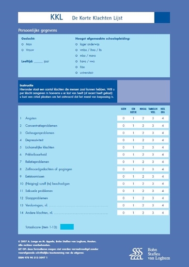 Afbeelding van Korte Klachten Lijst (KKL) - scoreformulieren