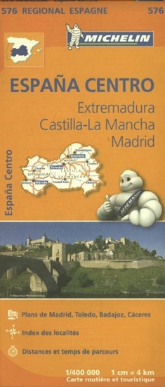 Afbeelding van Regionale kaarten Michelin Michelin Wegenkaart 576 Spanje Midden - Extremadura, Castilla-La Mancha