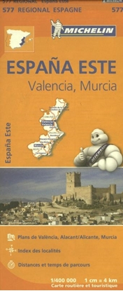 Afbeeldingen van Regionale kaarten Michelin Michelin Wegenkaart 577 Spanje Oost - Comunidad Valenciana, Murcia