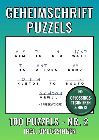 Afbeelding van Geheimschrift Puzzelboek Nr. 2 - 100 Puzzels - Incl. Uitleg, Tips en Oplossingen