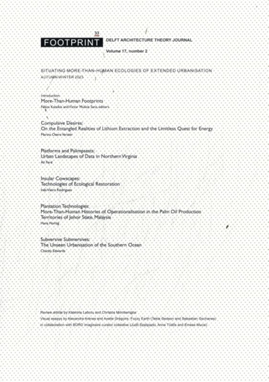 Afbeelding van Footprint Journal Situating more-than-Human Ecologies of Extended Urbanisation