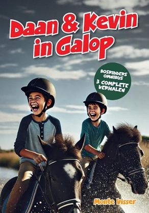 Afbeeldingen van Daan en Kevin in galop