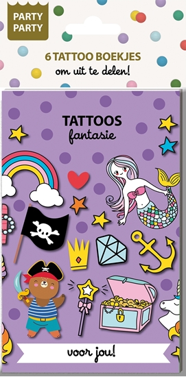 Afbeelding van Party Party 6 Tattoo boekjes - Fantasie