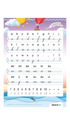 Afbeeldingen van Pennenstreken Groep 3 letterkaart verbonden schrift (set 10 ex)