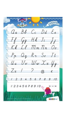 Afbeeldingen van Pennenstreken Groep 4-8 letterkaart verbonden schrift (set 10 ex)