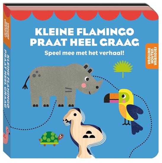 Afbeelding van Vrolijke houten vriendje - Kleine flamingo praat heel graag