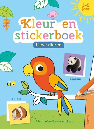 Afbeeldingen van kleur- en stickerboek Lieve dieren 3-5 jaar