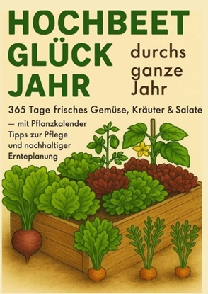 Afbeeldingen van Hochbeet-Glück durchs ganze Jahr – 365 Tage frisches Gemüse, Kräuter & Salate – mit Pflanzkalender, Tipps zur Pflege und nachhaltiger Ernteplanung