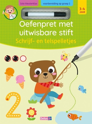Afbeeldingen van Oefenpret met uitwisbare stift - Schrijf- en telspelletjes 3-4 jaar