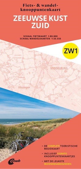 Afbeelding van ANWB Fiets en wandelknooppuntenkaart ZW1. Zeeuwse Kust zuid