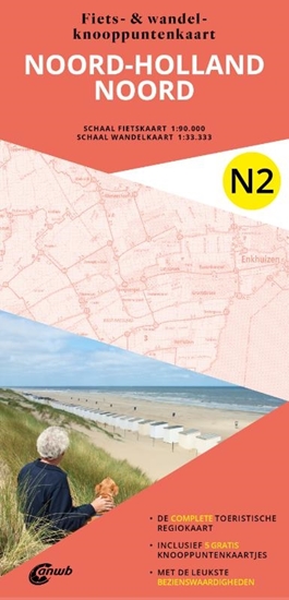 Afbeelding van ANWB Fiets en wandelknooppuntenkaart N2. Noord-Holland noord