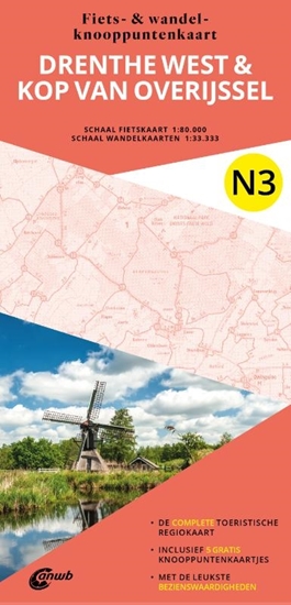 Afbeelding van ANWB Fiets en wandelknooppuntenkaart N3. Drenthe west & Kop van Overijssel