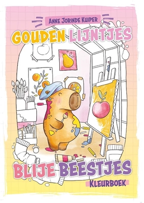 Afbeeldingen van Gouden Lijntjes Blije Beestjes kleurboek