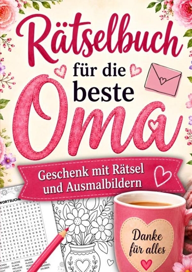 Afbeelding van Rätselbuch für die beste Oma: Geschenk mit Rätsel und Ausmalbildern (Großdruck)