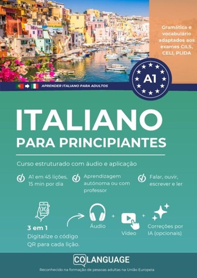 Afbeelding van Aprender italiano A1 para principiantes. Curso estruturado com áudio e aplicação