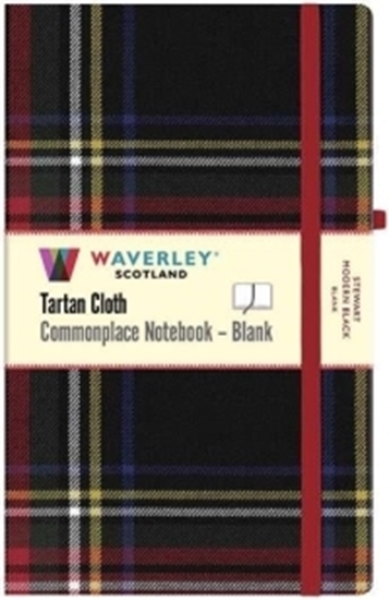 Afbeelding van Waverley Scotland Tartan Cloth Commonplace Notebook Stewart Modern Black Tartan Hardback Blank Notebook: Large 21cm x 13cm
