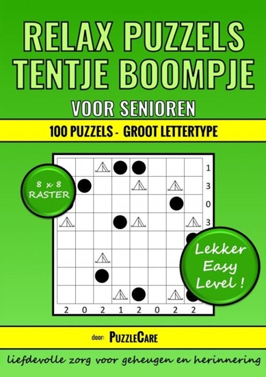 Afbeelding van Tentje Boompje Relax Puzzels voor Senioren 8x8 Raster - 100 Puzzels Groot Lettertype - Lekker Easy Level!