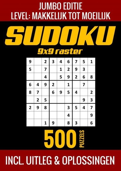 Afbeelding van Sudoku Makkelijk tot Moeilijk - Jumbo Editie - 500 Puzzels - Incl. Uitleg en Oplossingen