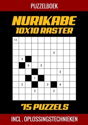 Afbeeldingen van Nurikabe Puzzelboek 10x10 Raster - 75 Puzzels - Incl. Oplossingstechnieken