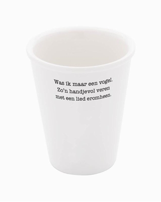 Afbeeldingen van Poëten aan tafel - het servies Porseleinen beker 'Was ik maar een vogel' (set van 2)