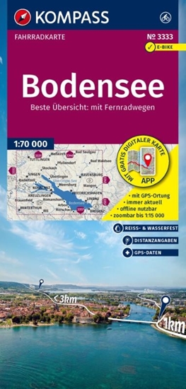 Afbeelding van Kompass Fahrradkarten KOMPASS Fahrradkarte 3333 Bodensee 1:70.000