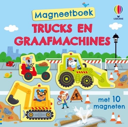 Afbeeldingen van Magneetboek Trucks en graafmachines