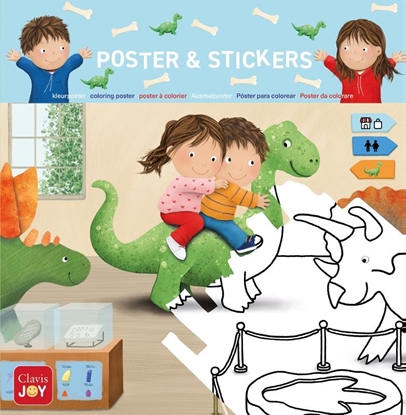 Afbeeldingen van Kleurposter Luuk en Lotje. Het dinomuseum