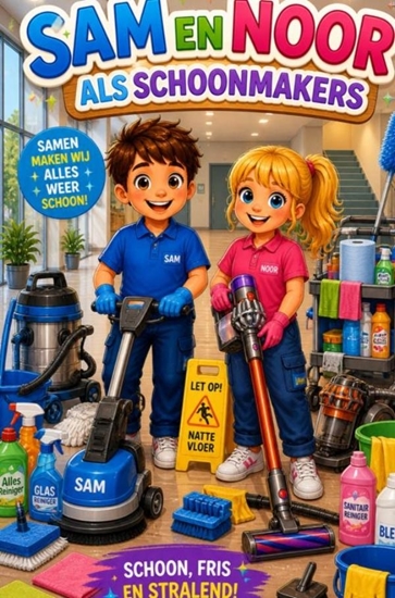 Afbeelding van Sam en Noor als schoonmakers