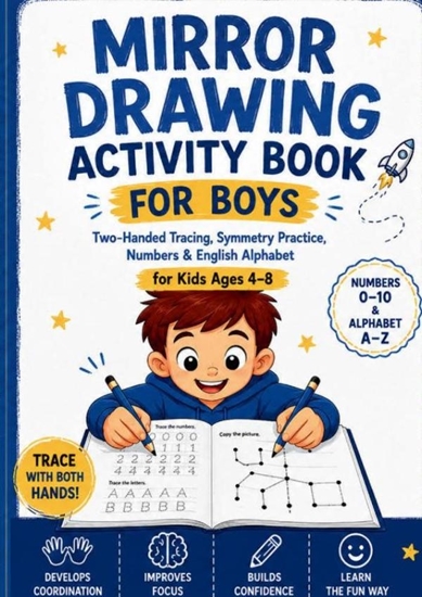 Afbeelding van Mirror Drawing Activity Book for Boys