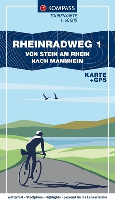 Afbeeldingen van KOMPASS Fahrrad-Tourenkarten KOMPASS Fahrrad-Tourenkarte Rheinradweg 1 1:50.000