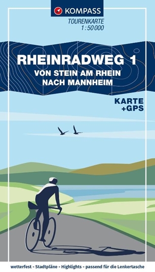 Afbeelding van KOMPASS Fahrrad-Tourenkarten KOMPASS Fahrrad-Tourenkarte Rheinradweg 1 1:50.000