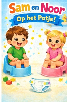 Afbeeldingen van Sam en Noor op het potje