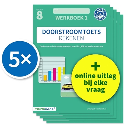 Afbeeldingen van Doorstroomtoets Rekenen – Werkboek 1 + Online video-uitleg (set van 5)