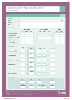 Afbeeldingen van Schlichting Test voor Taalproductie 3 - Scoreformulieren