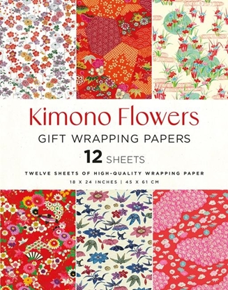 Afbeeldingen van Kimono Flowers Gift Wrapping Papers - 12 sheets