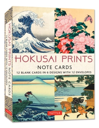 Afbeeldingen van Hokusai Prints Note Cards - 12 Cards: 12 Blank Cards in 6 Lovely Prints (2 Each) with 12 Patterned Envelopes in a Keepsake Box