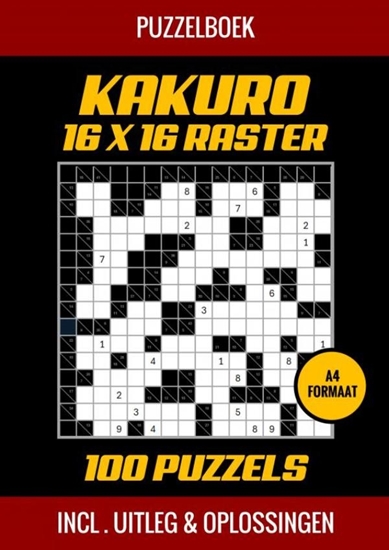 Afbeelding van Puzzelboek Kakuro 16x16 Raster - 100 Puzzels - Incl. Uitleg en Oplossingen