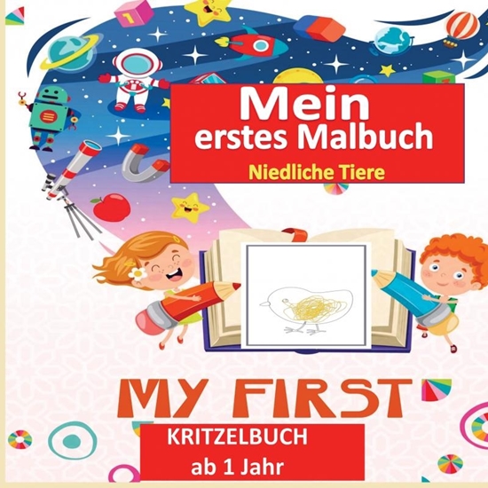 Afbeelding van Kritzelbuch ab 1 Jahr :Mein erstes Malbuch Kleinkinder: Erstaunlich und Spaß Malbuch mit Tieren : Alter 1-3: Einfache Tiere zum Ausmalen und zu lernen