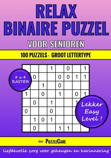 Afbeelding van Binaire Puzzel Relax voor Senioren - 8x8 Raster - 100 Puzzels Groot Lettertype - Lekker Easy Level!