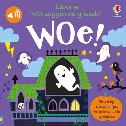 Afbeeldingen van Usborne Schuif en luister Wat zeggen de griezels? Woe!