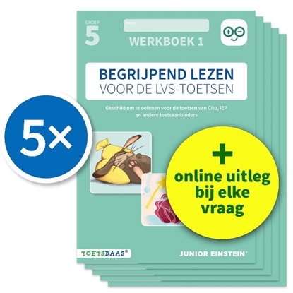 Afbeeldingen van Deel 1 Begrijpend lezen voor de LVS-toetsen - Groep 5 - Werkboek 1 + Online video-uitleg (set van 5)