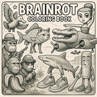 Afbeeldingen van Brainrot Coloring Book