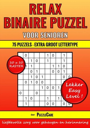 Afbeeldingen van Binaire Puzzel Relax - 10x10 Raster - 75 Puzzels Extra Groot Lettertype - Lekker Easy Level!
